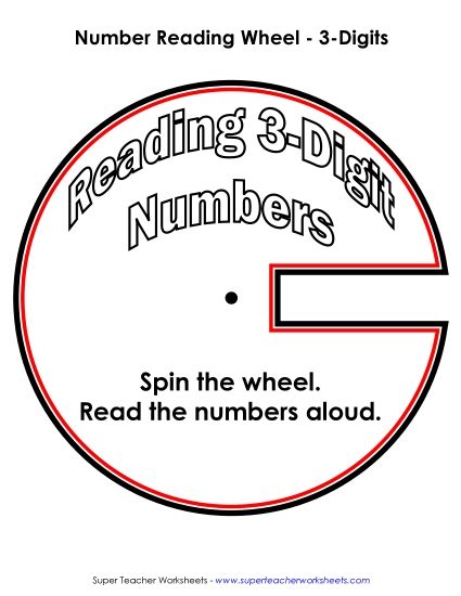 Reading 3-Digit Numbers - Number Wheel 3-Digits (Printable PDF Worksheet)
