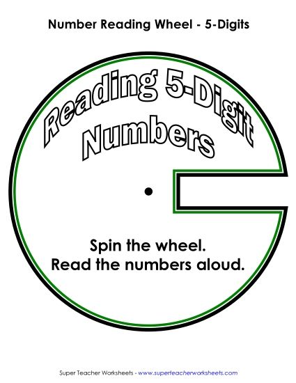 Reading 5-Digit Numbers - Number Wheel: 5-Digit (Printable PDF Worksheet)