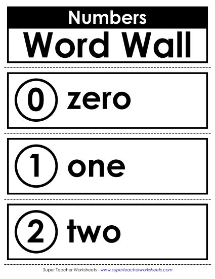 Word Sets - Number Words (Printable PDF Worksheet)