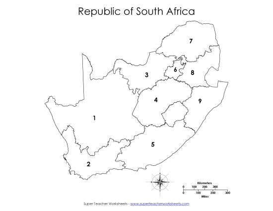 Maps - Numbered - Numbered Provinces Map #2 (Printable PDF Worksheet)