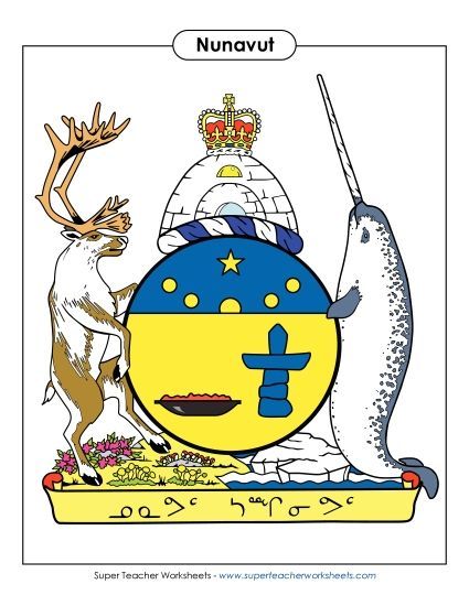 Flag and Coat of Arms - Nunavut Coat of Arms (Full Colour) (Printable PDF Worksheet)