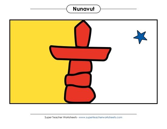 Flag and Coat of Arms - Nunavut Flag (Full Colour) (Printable PDF Worksheet)