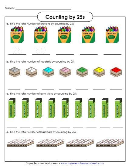 Objects: Counting by 25s (Printable PDF Worksheet)