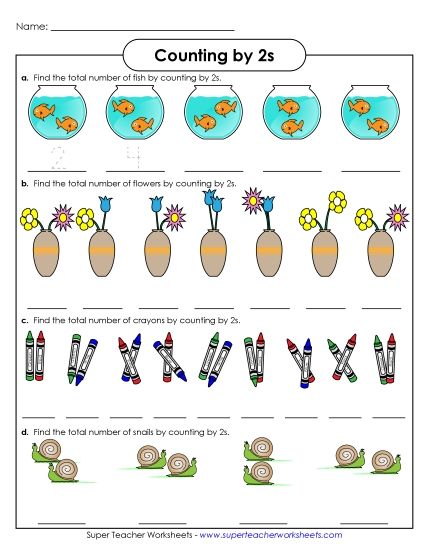 Skip Count by 2s - Objects: Counting by 2s Activity (Printable PDF Worksheet)