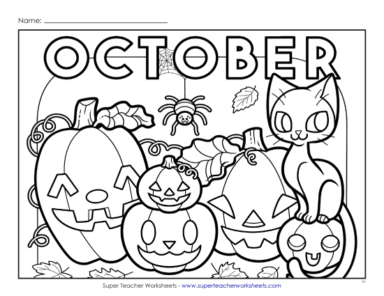 Basic Pictures (For Younger Kids) - October Coloring Page (Printable PDF Worksheet)
