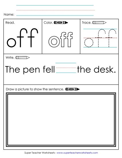 Individual Sight Words - Off (Sight Word) (Printable PDF Worksheet)