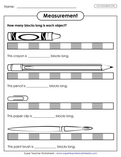 Non-Standard Units - Office Supplies (Non-Standard Units) (Printable PDF Worksheet)