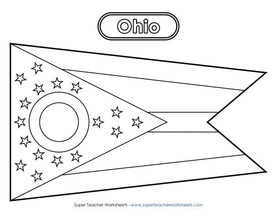 Flags & Seals - Ohio Flag Coloring Page (Printable PDF Worksheet)