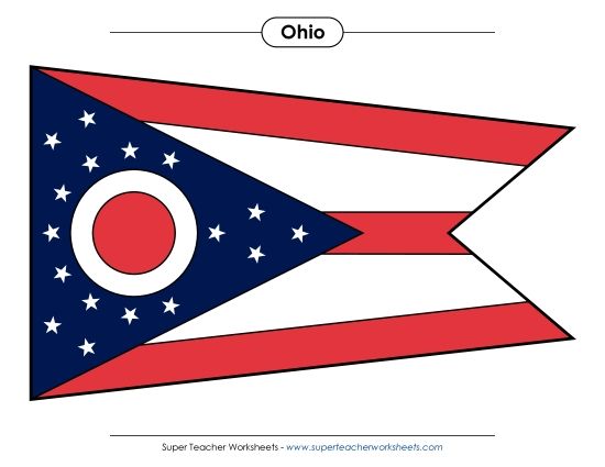 Flags & Seals - Ohio State Flag (Full-Color Version) (Printable PDF Worksheet)