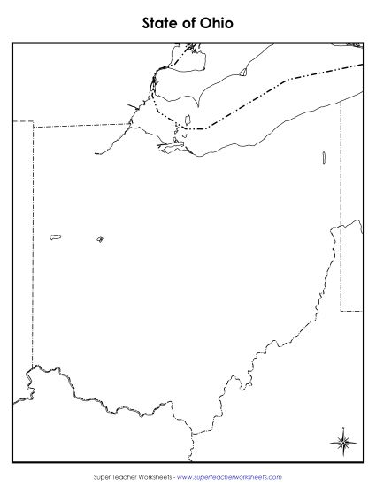 Maps - Ohio State Map (Blank) (Printable PDF Worksheet)