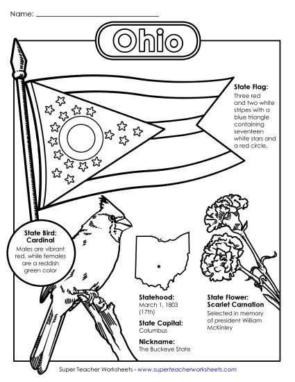 Symbols - Ohio State Symbols Coloring Page (Printable PDF Worksheet)