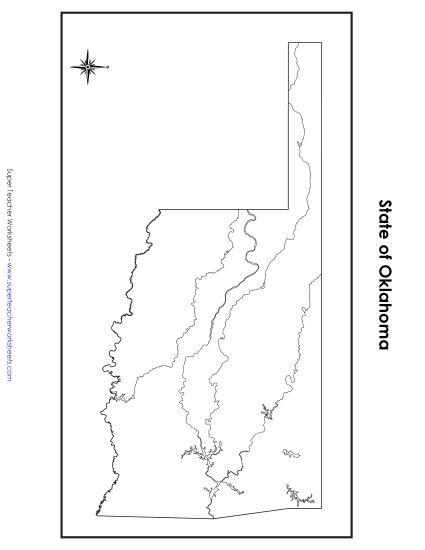 Maps - Oklahoma State Map (No Bordering States) (Printable PDF Worksheet)
