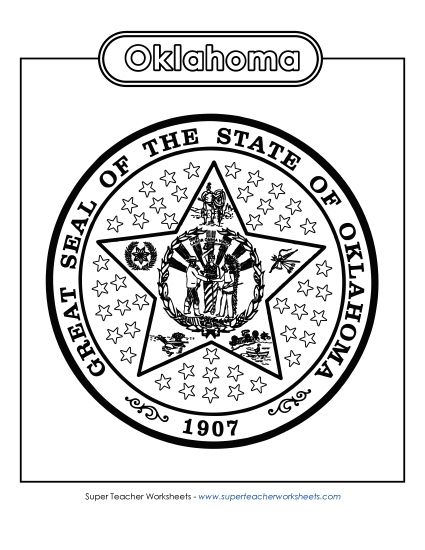 Flags & Seals - Oklahoma State Seal (Black & White) (Printable PDF Worksheet)