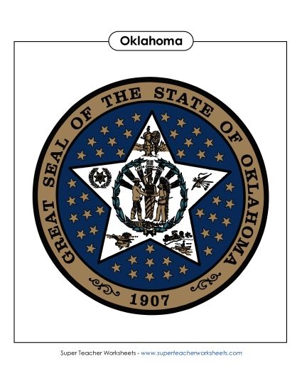 Flags & Seals - Oklahoma State Seal (Full-Color Version) (Printable PDF Worksheet)