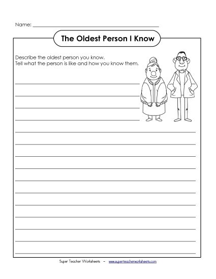 Oldest Person I Know (Printable PDF Worksheet)