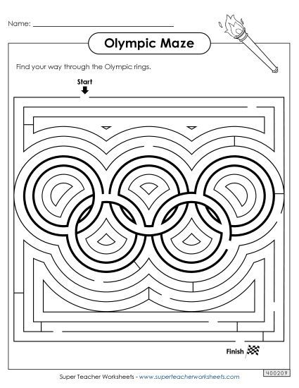 Mazes - Olympic Rings Maze Activity (Medium) (Printable PDF Worksheet)