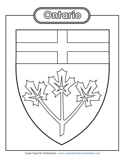 Flag and Coat of Arms - Ontario Escutcheon (Black & White) (Printable PDF Worksheet)
