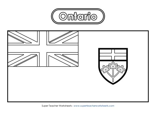 Flag and Coat of Arms - Ontario Flag (Black & White) (Printable PDF Worksheet)