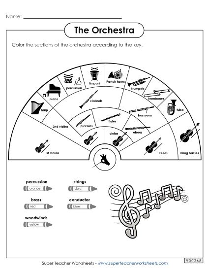 Worksheets - Orchestra Chart (Printable PDF Worksheet)