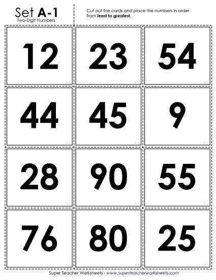 Ordering Numbers - Ordering: Card Sort Game (2-Digit) (Printable PDF Worksheet)