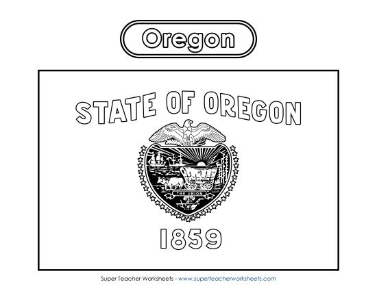 Flags & Seals - Oregon Flag Coloring Page (Printable PDF Worksheet)