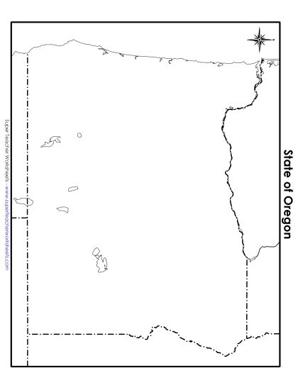 Maps - Oregon State Map (Blank) (Printable PDF Worksheet)