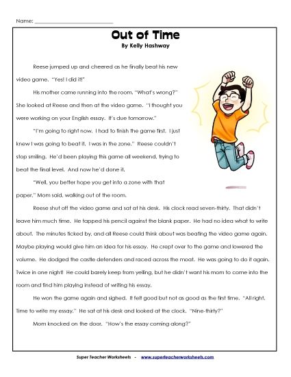 Fiction Stories - Out of Time (Printable PDF Worksheet)
