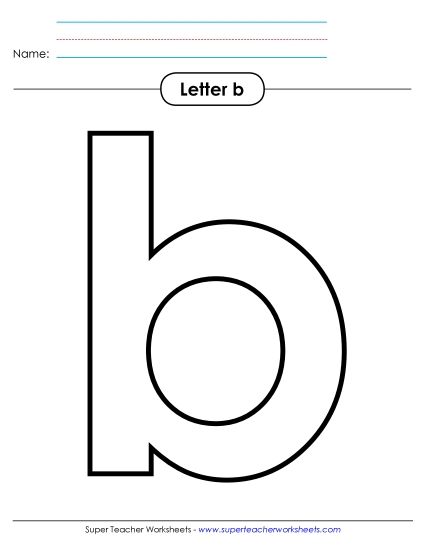 Letter Recognition - Outline - Lowercase b (Printable PDF Worksheet)