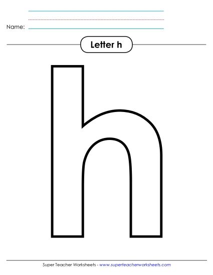 Letter Recognition - Outline - Lowercase h (Printable PDF Worksheet)