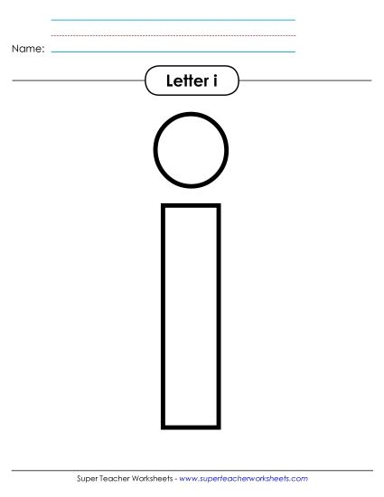 Letter Recognition - Outline - Lowercase i (Printable PDF Worksheet)