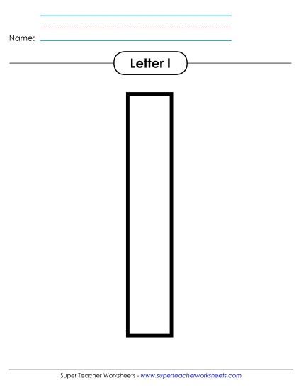 Letter Recognition - Outline - Lowercase l (Printable PDF Worksheet)