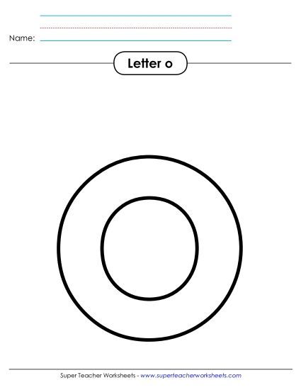Letter Recognition - Outline - Lowercase o (Printable PDF Worksheet)