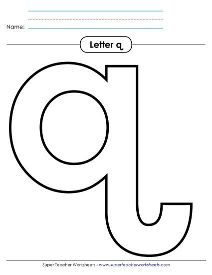 Letter Recognition - Outline - Lowercase q (Curly Q) (Printable PDF Worksheet)