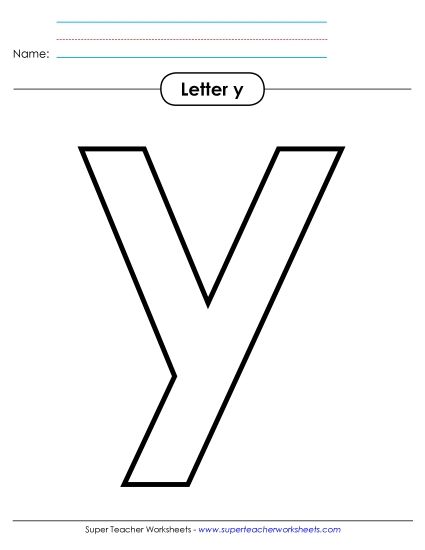 Letter Recognition - Outline - Lowercase y (Printable PDF Worksheet)