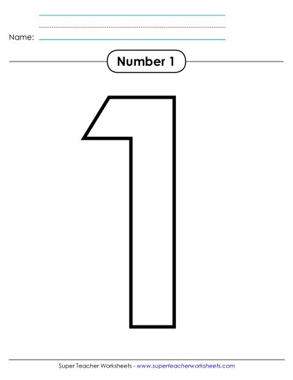 Number One - Outline - Number 1 (Printable PDF Worksheet)