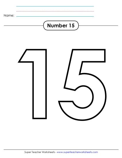 Number Fifteen - Outline - Number 15 (Printable PDF Worksheet)