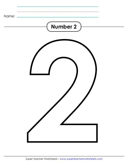 Number Two - Outline - Number 2 (Printable PDF Worksheet)