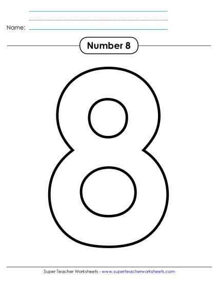 Number Eight - Outline - Number 8 (Printable PDF Worksheet)