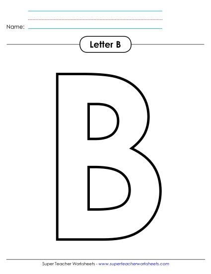 Letter Recognition - Outline - Uppercase B (Printable PDF Worksheet)