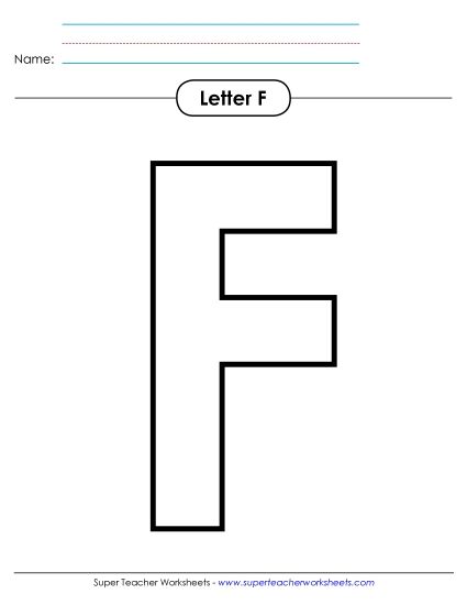 Letter Recognition - Outline - Uppercase F (Printable PDF Worksheet)