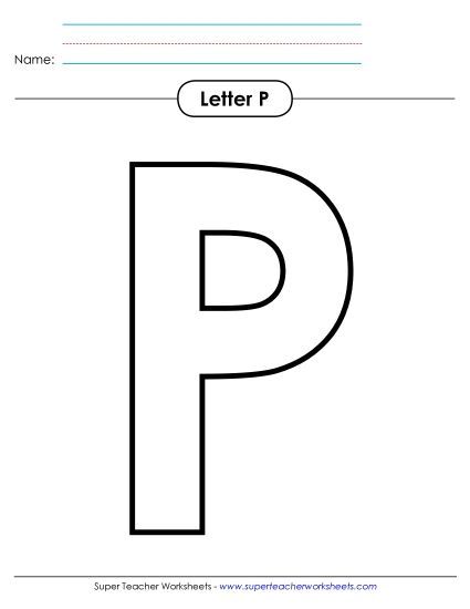Letter Recognition - Outline - Uppercase P (Printable PDF Worksheet)
