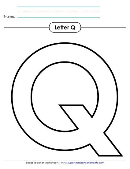 Letter Recognition - Outline - Uppercase Q (Printable PDF Worksheet)