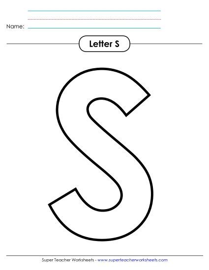Letter Recognition - Outline - Uppercase S (Printable PDF Worksheet)