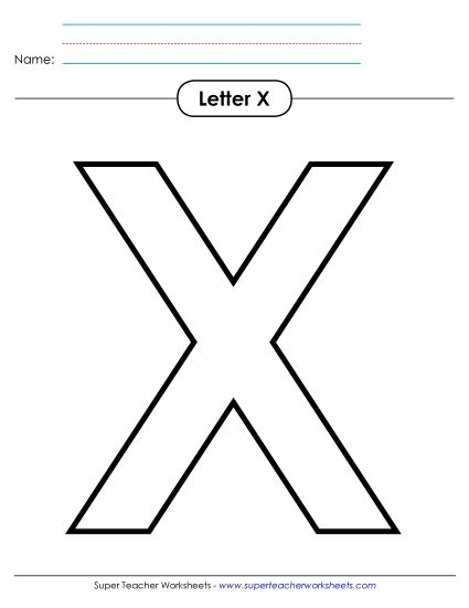 Letter Recognition - Outline - Uppercase X (Printable PDF Worksheet)