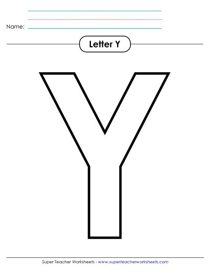 Letter Recognition - Outline - Uppercase Y (Printable PDF Worksheet)