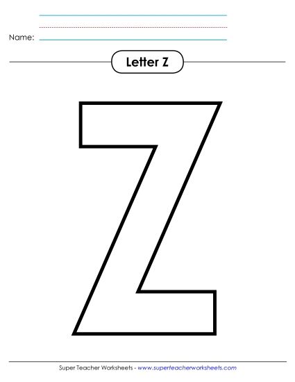 Letter Recognition - Outline - Uppercase Z (Printable PDF Worksheet)