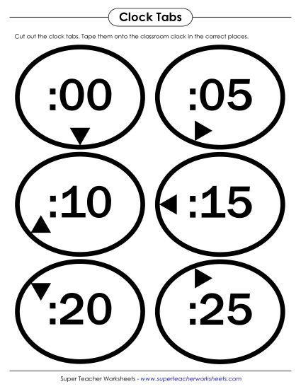 Clock Tabs - Oval Clock Tabs (Printable PDF Worksheet)