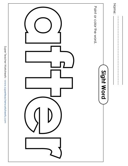 Paint or Color: After (Printable PDF Worksheet)