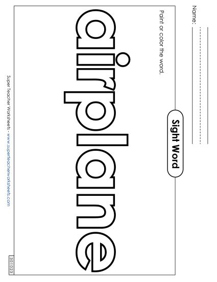 Paint or Color: Airplane (Printable PDF Worksheet)