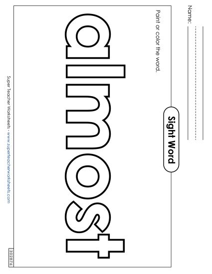 Paint or Color: Almost (Printable PDF Worksheet)